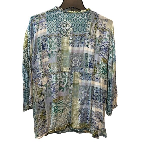 J Jill Boho Flowy Feminine Cottage Artsy Tunic Peasant Festival Blouse M Petite - Picture 5 of 9